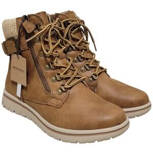 Cliffs White Mountain Women Hearty Combat Boots Size US 8W Tan Fabric Sweater